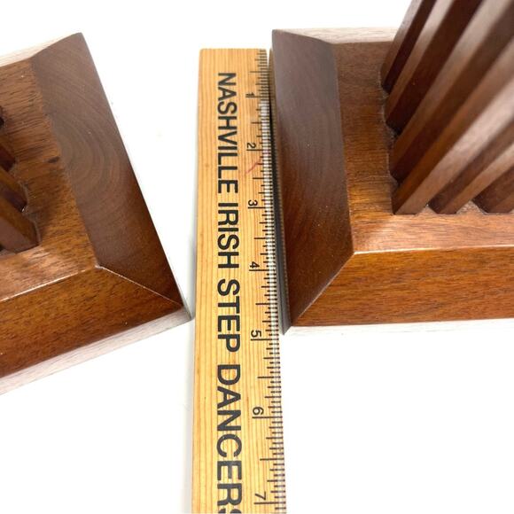 Vintage MCM Paired Wooden CandleStick Holders Square Clean Lines - Picture 7 of 10